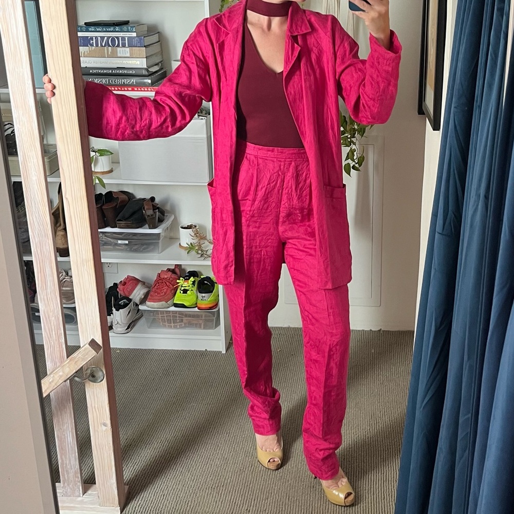Vintage Oversized 80s Style Pink Pantsuit